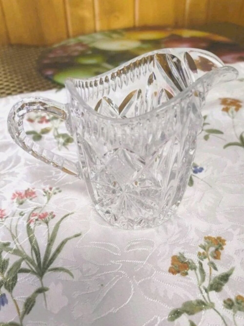 Vintage Heavy Lead Crystal Pressed Cut Glass Creamer 3.5"